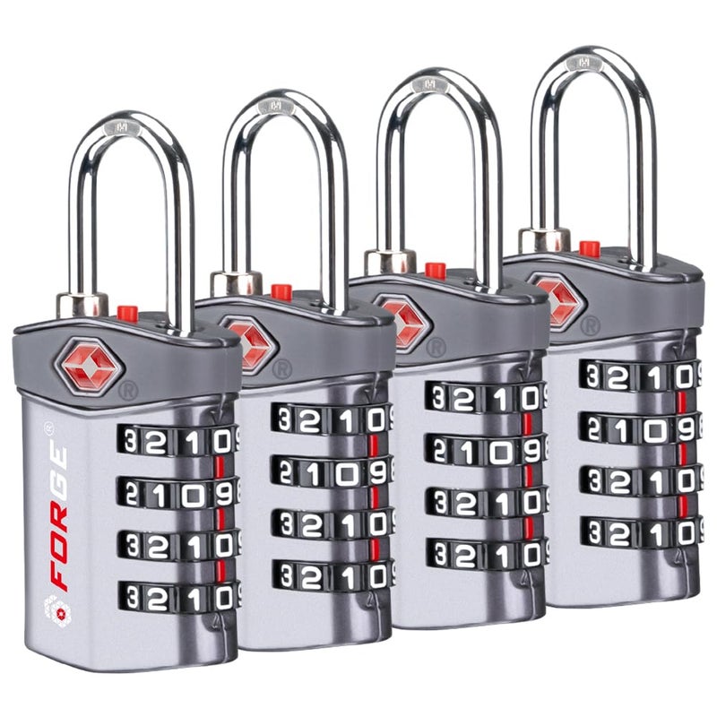 Forge 4-Digit Combination Lock, TSA Approved Locks for Luggage, Travel, Gym, School, Suitcase, Backpack, Pelican case, Easy Read dials, Zinc Alloy Body. - Image 1
